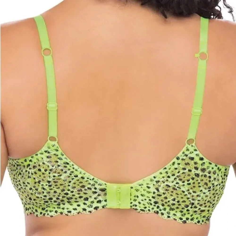 No Boundaries Lace Frame Convertible T-shirt Bra Green Animal Print Size 36C